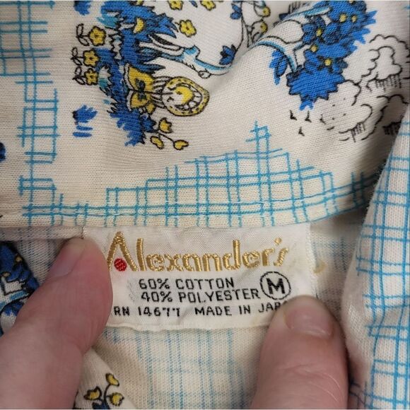 VINTAGE 70s cottagecore plaid dagger disco collar button up whimsical top S - Picture 4 of 8